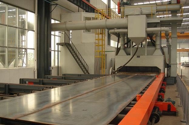 Steel Plate H Beam Roller Conveyor Shot Blasting Machine